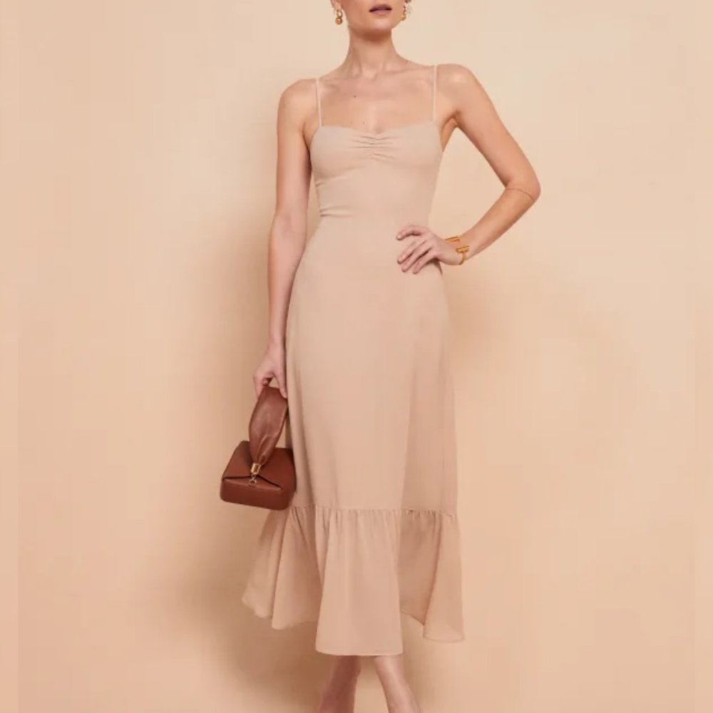 **LAST CHANCE**Reformation Emersyn Dress in Champagne